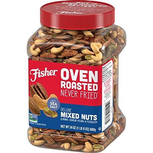 Fisher Snack Oven Roasted Never Fried Deluxe Mixed Nuts, 24 Ounces