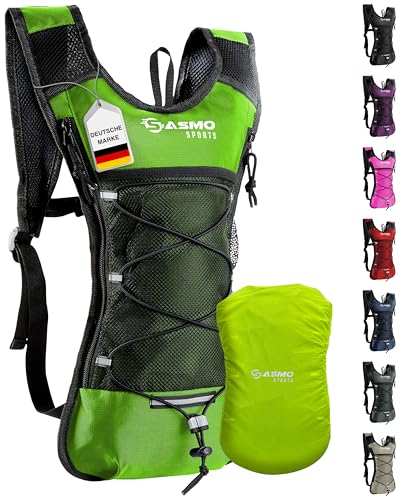 SASMO® Laufrucksack 6L (Grün) mit Thermofach | Lauf Rucksack - Ultraleicht 300g | Laufrucksack Damen & Herren | Running Backpack inklusive Regenschutz