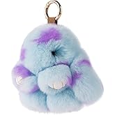 DTSFHTDAL Rabbit Keychain, Soft Bunny Plush Ball Keychain Fluffy Bunny Keychains Zinc Alloy Plush Rabbit Pendant Backpack Car Key Charms