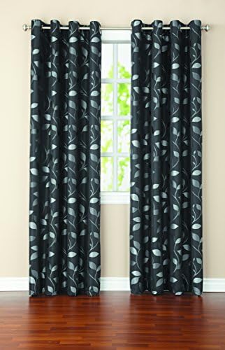 United Linens jacquard window curtain single Window treatments living room,bedroom (54x84, black)