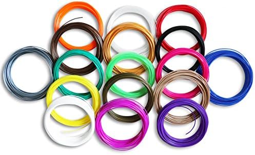 Colorful filaments for 3D printer pen, 20 filament refill pack with 3 glow in dark colors