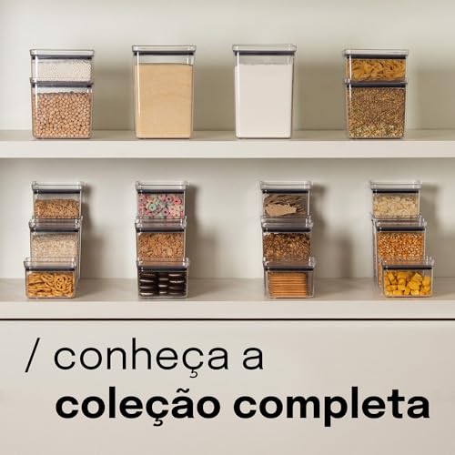 Kit Potes Herméticos Lumini 180ml Paramount Com Tampa Potes Plásticos Transparentes Para Temperos, Especiarias E Condimentos, Organização De Cozinha, Empilháveis Armário E Geladeira, 6 e 24un (6)