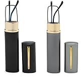 OWTXIS Blue Light Blocking Reading Glasses - Slim Pocket Readers with Pen Clip Case Mini Lightweight Readers