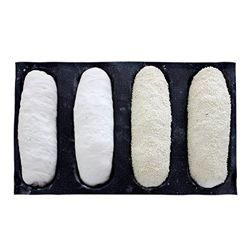 Amzchoice Silicone Non Stick Baking Liners Mat Bread Mold Bread Mould (4 Loaf, Black)