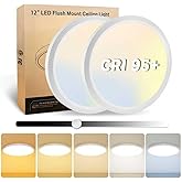 EOSMILE 2Pack 12 Inch LED Flush Mount Ceiling Light, 25W, 3000LM, CRI 95+, 2700K-5000K 5CCT & Dimmable, White Round Surface F