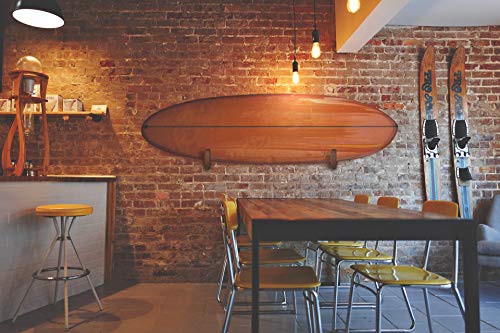 TESLYAR Surfboard Rack Holder Hooks Ash Tree Wood Eco-Friendly Display Natural Finish Snowboard Wakeboard