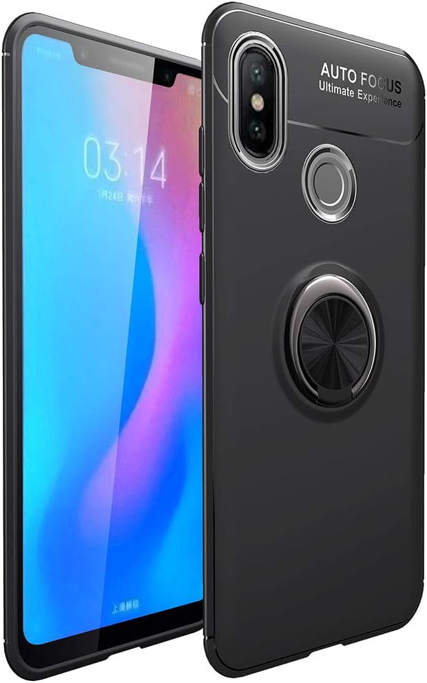 WindCase VIVO Y91 / Y95 Case, 360 Degree Rotating Ring Clip Holder Case (Compatible with Magnetic Car Mount) Resilient TPU Drop Protection Case Cover for VIVO Y91 / Y95 Black