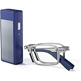 SKYOLUY Durable Ultra Thin and Lightweight Folding Reading Glasses for Men Women, Blue Light Blocking Compact Computer Foldable Readers, Pocket Portable Sturdy Frame With Case Blue 1.5x