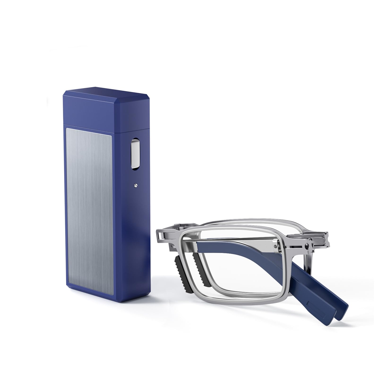 Photo 1 of SKYOLUY Durable Ultra Thin and Lightweight Folding Reading Glasses for Men Women, Blue Light Blocking Compact Computer Foldable Readers, Pocket Portable Sturdy Frame With Case Blue 1.25x