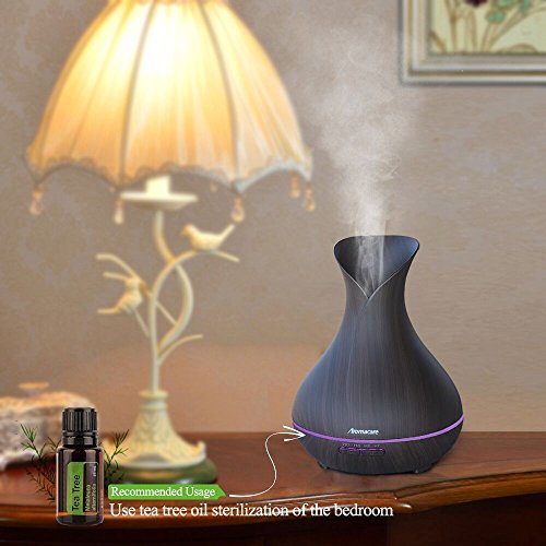 AromaCare 400ml Essential Oil Diffuser with Wood Grain, Ultrasonic Cool Mist Aromatherapy Humidifier with 4-Timer and 7-Color LED Lights Changing for Home, Yoga, Office, Spa, Bedroom, Baby Room - Thumbnail 4