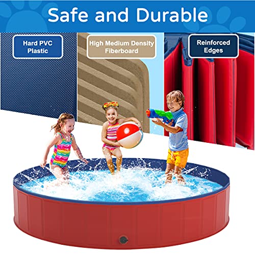 Pantula Red Dog Pool PVC Hard Plastic Pet Swimming Pools Foldable