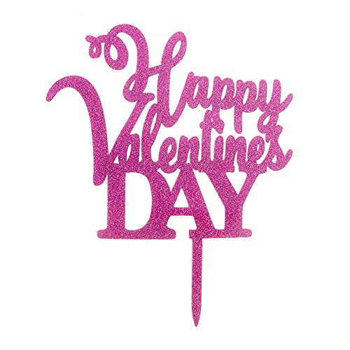 Pink Happy Valentine's Day Cake Topper Shining Numbers Letters for Wedding, Birthday, Anniversary, Party.