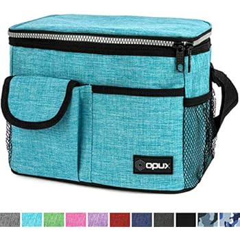 OPUX Lunch Bag Insulated Lunch Box for Women, Men, Kids | Medium Leakproof Lunch Tote Bag for School, Work | Lunch Cooler with Shoulder Strap, Pocket | Fits 8 Cans (Sea Blue)