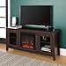 Walker Edison Rustic Wood and Glass Fireplace TV Stand for TV's up to 64
