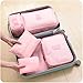 Hugesaving 6pcs travel Organizers Packing Cubes Luggage Organizers Compression Pouches Fabric Travel Storage Bag Pink