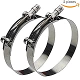 Ronteix Full 304 Stainless Steel Adjustable Hose Clamp Lock Nut T-Bolt Clamps (76~84mm, 2 Pack) for 2-3/4'' Hose