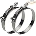 Ronteix Full 304 Stainless Steel Adjustable Hose Clamp Lock Nut T-Bolt Clamps (76~84mm, 2 Pack) for 2-3/4'' Hose