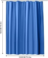 URAQT Shower Curtain Anti Mould Waterproof PEVA 180x180 Dark Blue 12 Hooks view 2