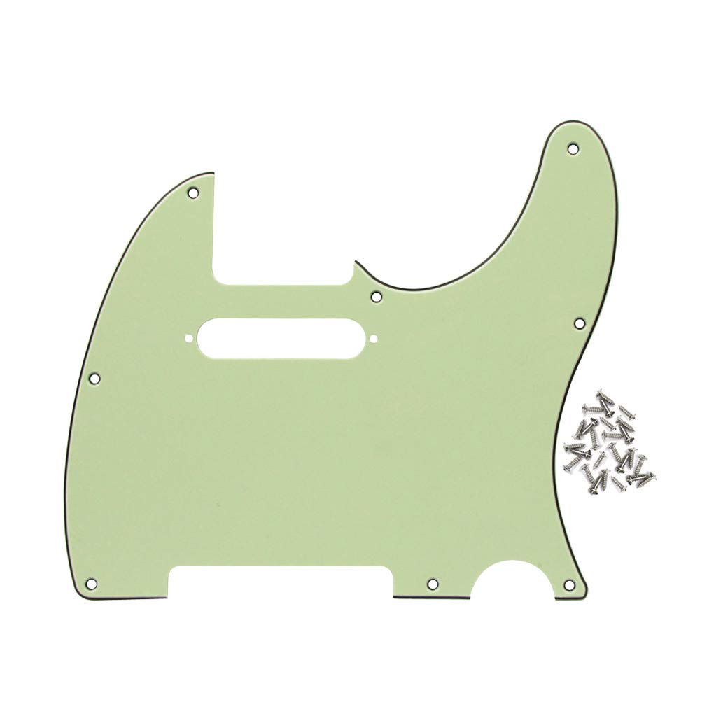 FLEOR 8 Hole 3Ply Mint Green TL Pickguard Single Coil Neck Hole Cut Guard Plate with Mounting Screws for U.S./Mexican Standard TL TE Plate Replacement โ image 1