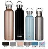 MIRA 25 oz Stainless Steel Vacuum Insulated Water Bottle | Keeps Your Drink Cold for 24 hours & Hot for 12 hours, Does Not Sweat | Large Capacity Sports Water Bottle with 2 Lids | 750 ml Pearl Blue
