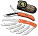 Outdoor Edge RazorPro Double Blade Hunting Knife and 4.5" Folding Saw Combo, Mossy Oak Sheath (Blaze Orange)