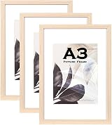 Scholar Tree A3 Picture Frame Set of 3 with Mat Natural Wood MDF