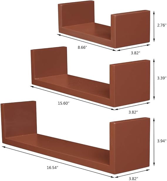 HFFTLH WallMounted Shelf 3in1 UShaped Wall Shelf Dark
