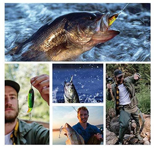 Bleistift Popper 6 Stück Kunstköder Angelköder Wobbler Set, Wobbler Kunstköder Angelköder Set AngelKöder Whopper Plopper Kunstköder mit Schwimmendem – Bild 7