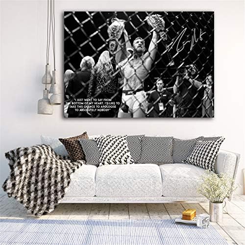 NATVVA UFC Conor McGregor Celebrate with His Two Championship Belt Wall Picture Canvas Art Print Stretched Artwork Painting Decor