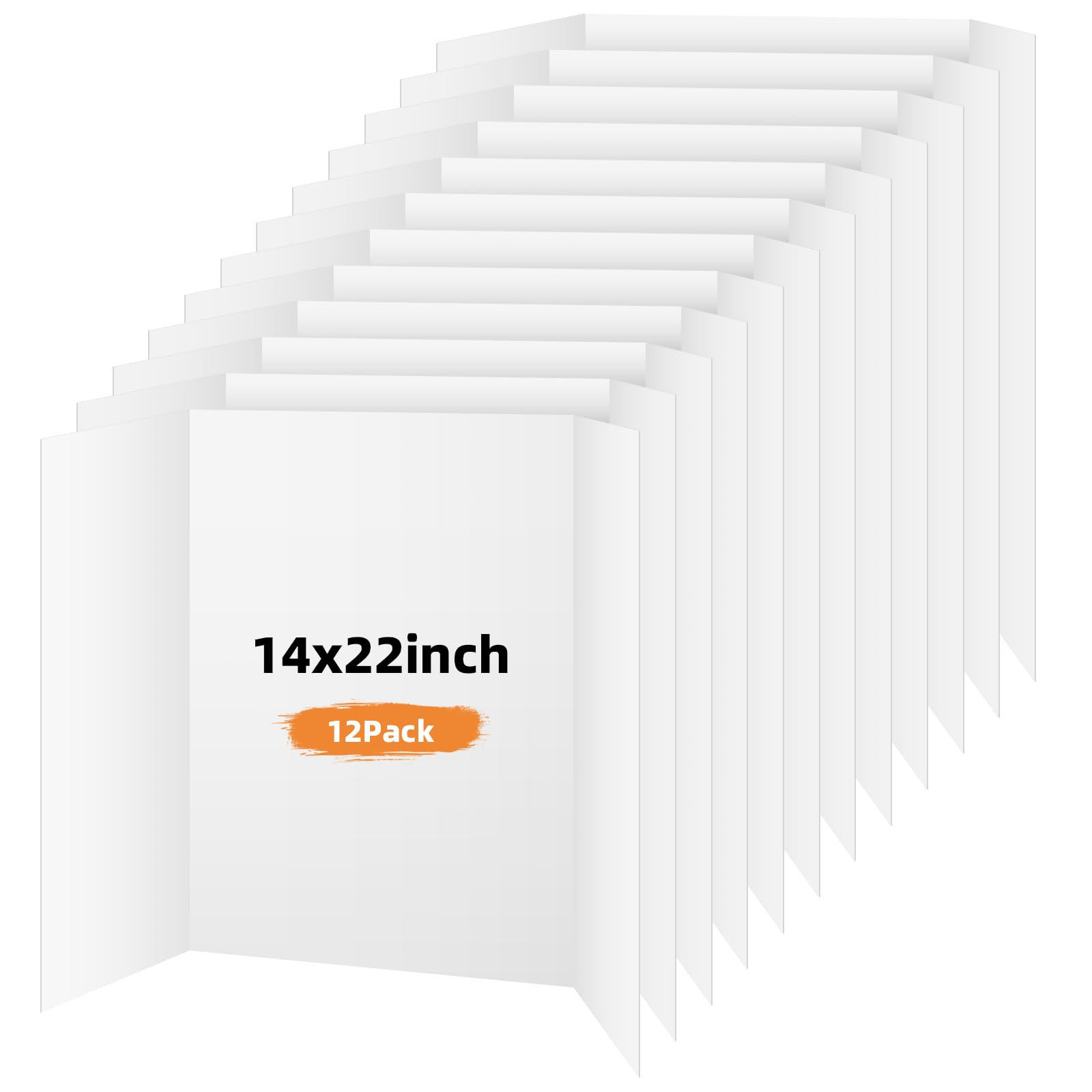 Photo 1 of Somime 12 Pack Trifold Poster Board, 14x22 Inches White Presentation Board, Portable Display Board for Science Fair, School DIY Project and Business Exhibitions