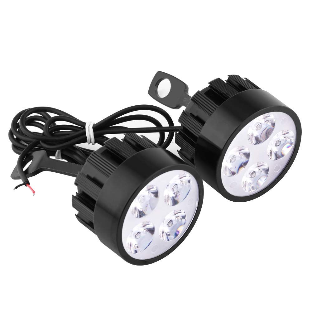Motorcycle Spotlight Headlight LED Lamp, 2 Pcs 12V 24W Waterproof Driving Light Fog Lamp Led Spot Lights Ultra-bright Motorbike Spot Light Motorcycle Led Spot Lights with 4 LED White Light 3000LM