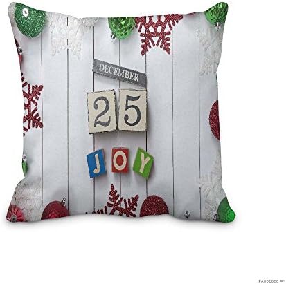 Happy New Year Throw Pillow Case 18x18inch Cushion Cover with Zipper Holiday Christmas Ornaments Pillowslip