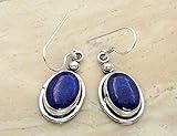 12.00 Ctw Genuine Lapis Lazuli .925 Sterling Silver Overlay Handmade Fashion Dangle Earrings ...