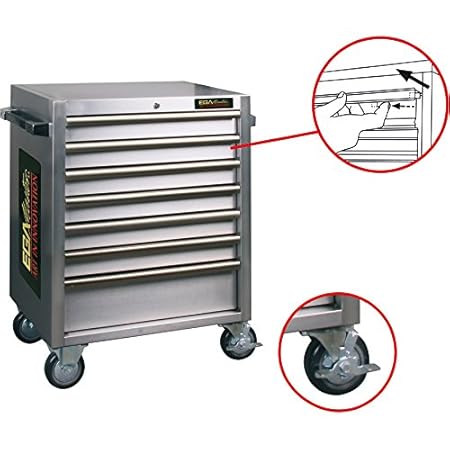 Ega Master 51478 Stainless Steel Roller Cabinet With 7 Drawers
