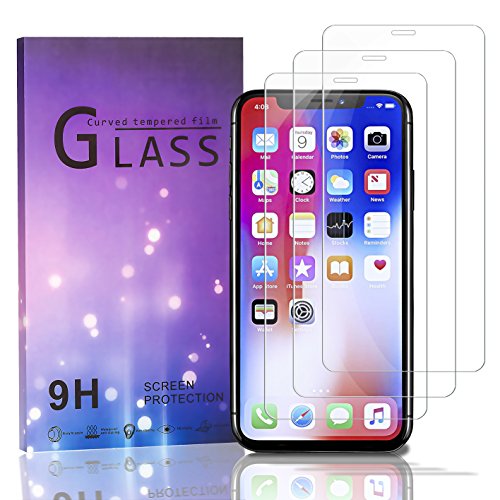 iPhone X Screen Protector, Full Screen Coverage Glass Defense HD Tempered Glass Screen Protectors [3D Touch] Screen Protector Glass for Apple iPhone X work with most case 99% Touch Accurate [3-Pack]