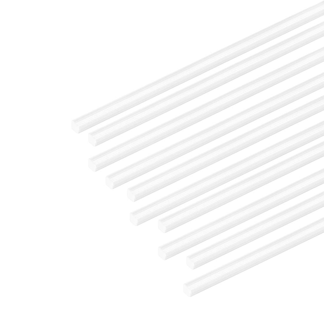 sourcing map 10pcs ABS Plastic Square Bars Rod 2mm×2mm×10inch for Architectural Model Making DIY White