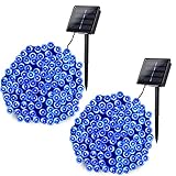 Joomer Blue Solar Christmas Lights 72ft x 2 Pack