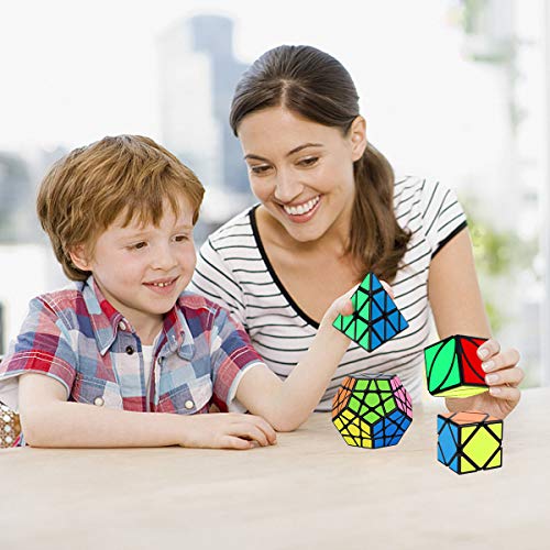 Speed Cube Bundle, Aitbay Magic Cube Set Megaminx Pyramid Skewb Ivy Sticker Speedcubing Smooth Puzzle Collection Toys (4 Pack)
