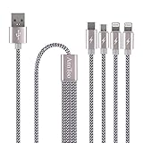AnnToo 3.3 FT 4 in 1 Multi USB Charging Cables Nylon Braided for Mobile Devices Charging - Grey