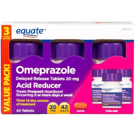 Equate Omeprazole Delayed Release Tablet 20Mg Acid Reducer New Value Pack Size 84 Count