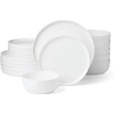 Lenox Modern White Porcelain 18-Piece Dinnerware Set for 6 | ceramic, dishwasher safe | plates and bowls sets for kitchen and dining | 10.5 inch plate, dish set, dishes
