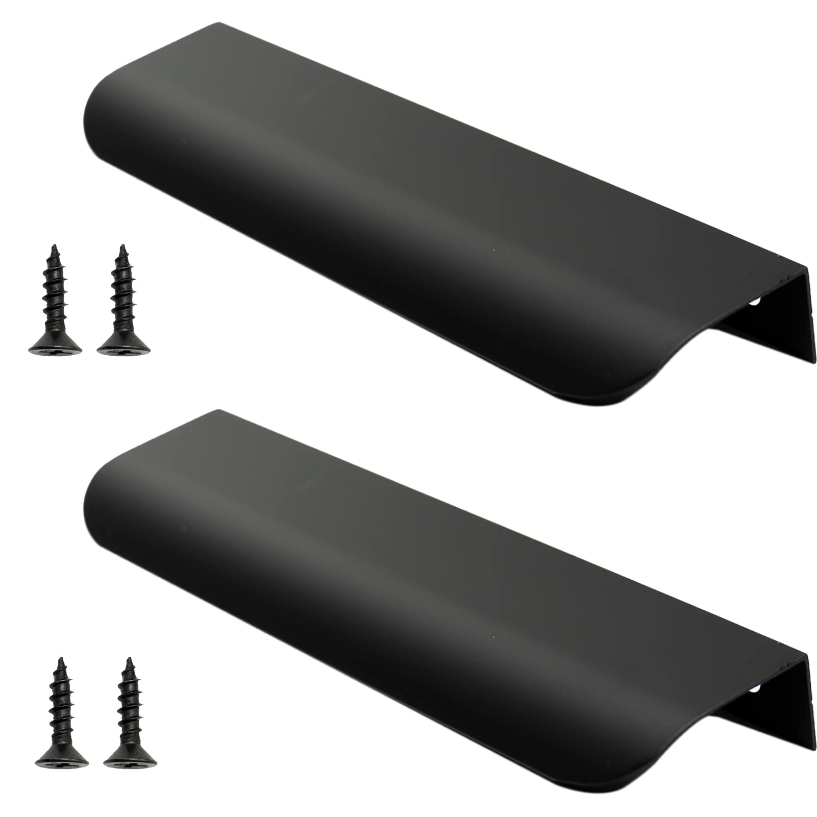 2 PCS Black Cupboard Handles 150mm Furniture Cabinet Handle Drawer Pulls for Home Kitchen Door Drawer Cabinet Modern Hidden Drawer Pulls(128mm Hole Spacing)