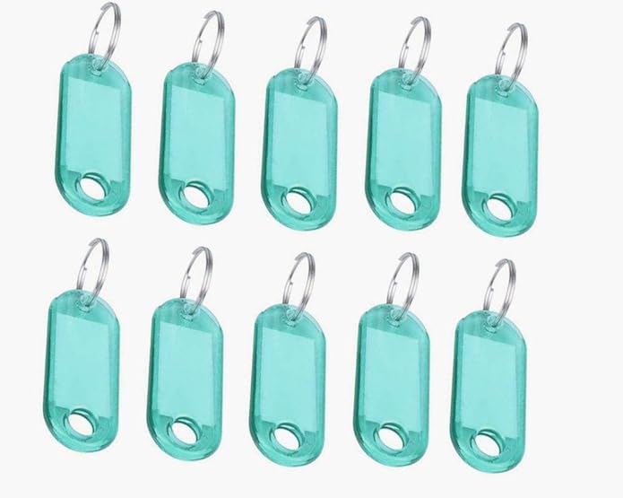 Rokou 100pcs Clear Plastic Key Tags Id Label with Key Chain