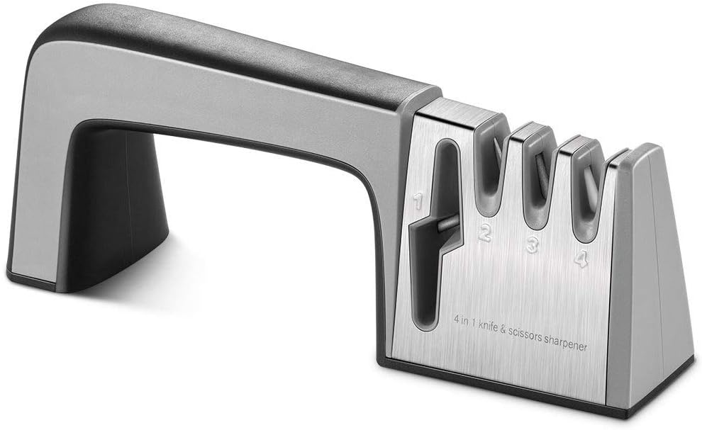 Sharpeners - Knife And Scissor Sharpener 4 In 1 Manual System 3 Stage Sharpening With Non Slip Base - Electric Sharpener Knife Scissor Apex Knife Grinder Base Whetstone Sharpener Mech S