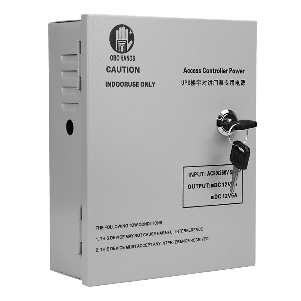 OBO HANDS AC90V/260V 5A Access Control Power Supply Box for Door Locks Backup Battery with Time Delay