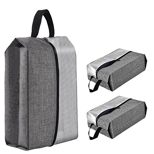 3 Pack Portable Travel Shoe Bags, CGBE Shoe Bag Lightweight Luggage Organizer Pouch For Men & Women (Light grey)