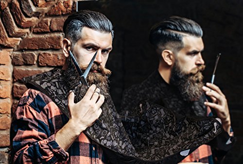 Bare Knocker Beard Bib Hair Catcher - Beard and Mustache Trimming and Shaving Apron - Grooming Cape with Suction Cups attach to Mirror - Keeps Clean Sink and All Happy - Perfect Gift for Men
