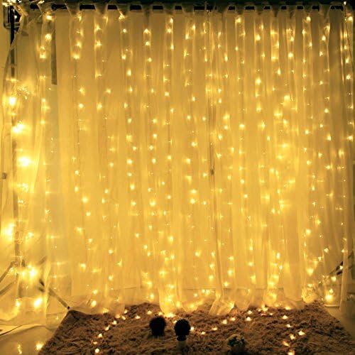 DLPIN 304LED Window Curtain Lights for Wedding Party Home Garden 9.8ft - Warm White