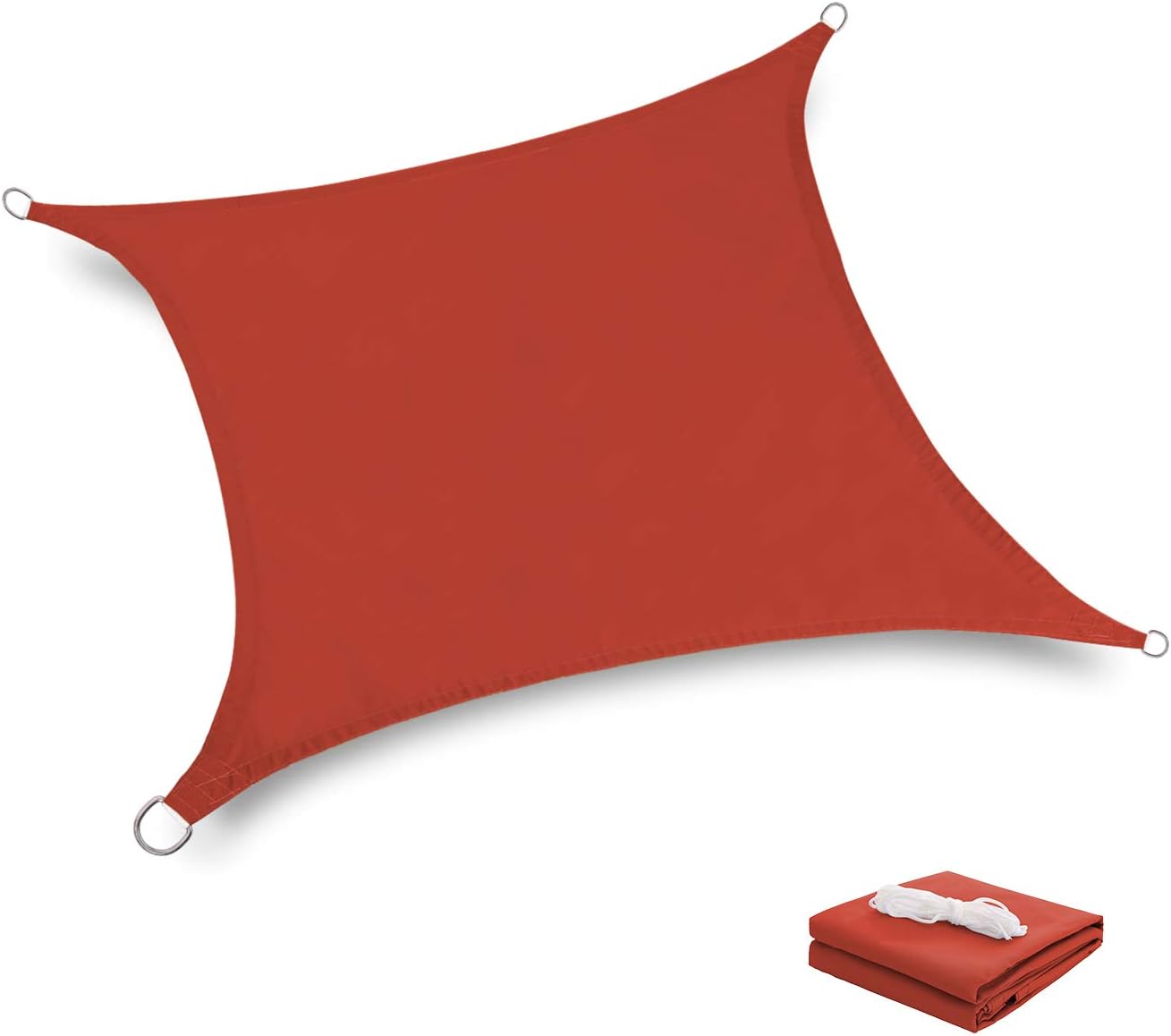 Tuosite Terylene Waterproof Sun Shade Sail UV Blocker Sunshade Patio Equilateral Square Knitted 220 GSM Block Fabric Pergola Carport Awning 10' x 10' in Color Iron Red