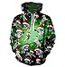 Uideazone Women 3d Galaxy Christmas Cat Hoodie Sweatshirt Funny Ugly Xmas Shirt Green